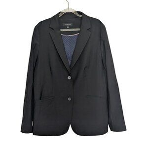 Talbots Blazer Womens Size 12 Black Wool Blend Working Cuffs 2 Button Jacket